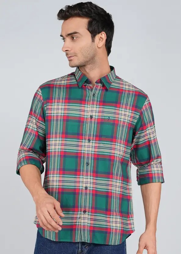 Indian Terrain Men's Slim Fit Full Sleeve Checkered Multicolor Shirt